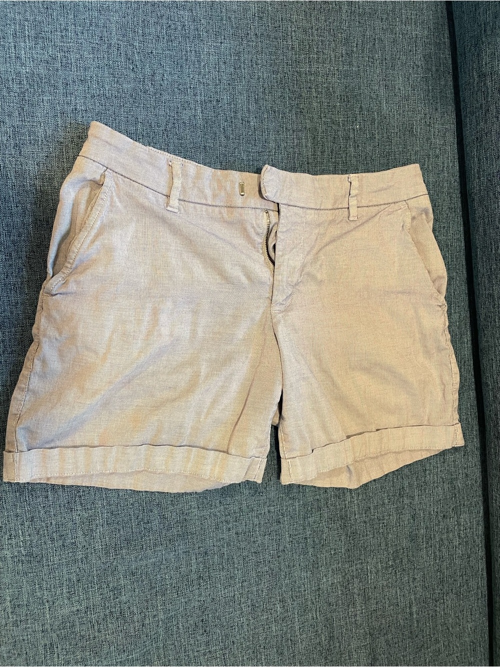 Women's Light Blue Linen-Blend Bermuda Shorts